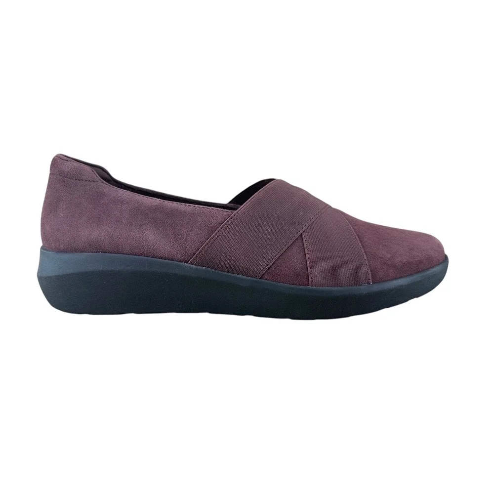 Clarks Collection Step June Shell Burgundy Suede Slip On Loafers Womens 10 M